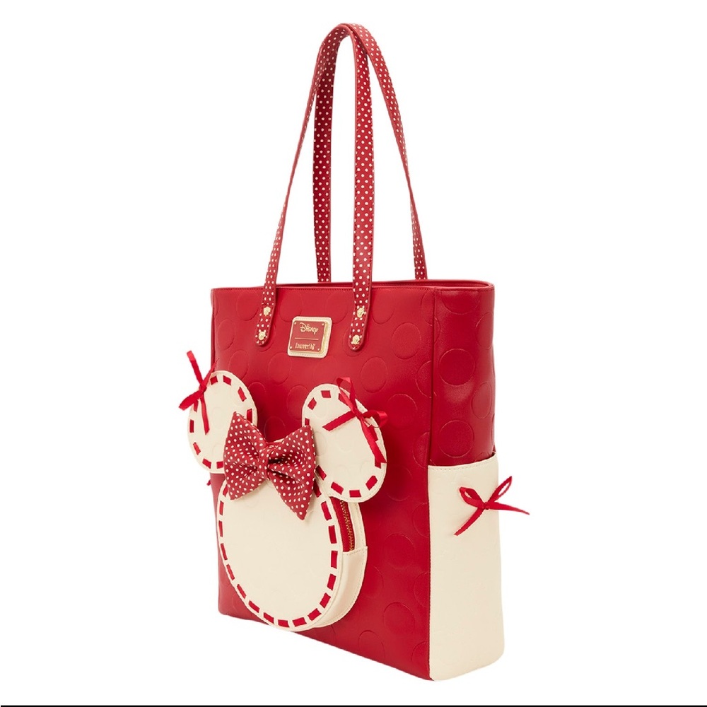 Loungefly Disney Minnie Mouse Rock the Dots Coquette Tote Bag